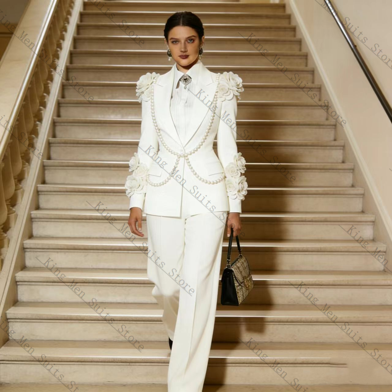 Women'S Formal Wear For A Wedding - Luxury White Women Suit Set 2