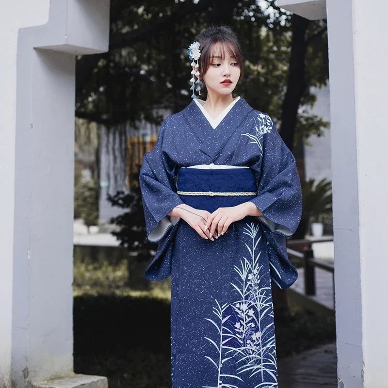 Women'S Formal Traditional Wear - Women's Japanese Traditional Kimono Blue Color