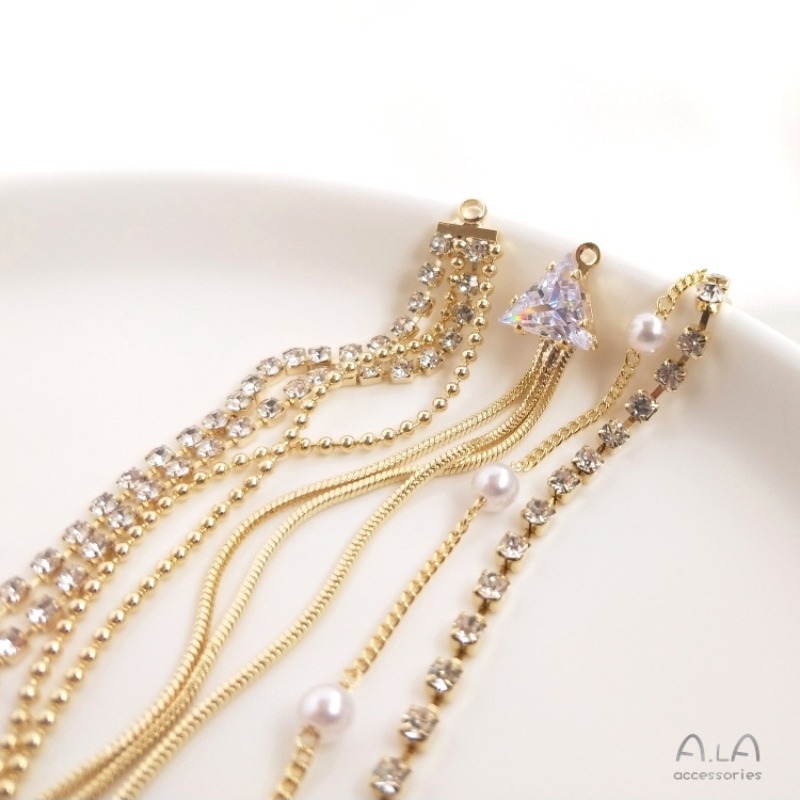 Pearl Earring Stud - 14K Bag Of Real Gold Zircon