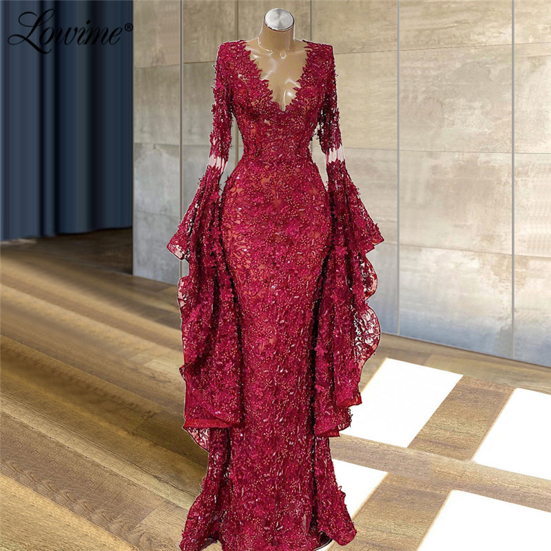 Women Formal Wear Dubai - Lowime Celebrity Dresses Long Burgundy Evening