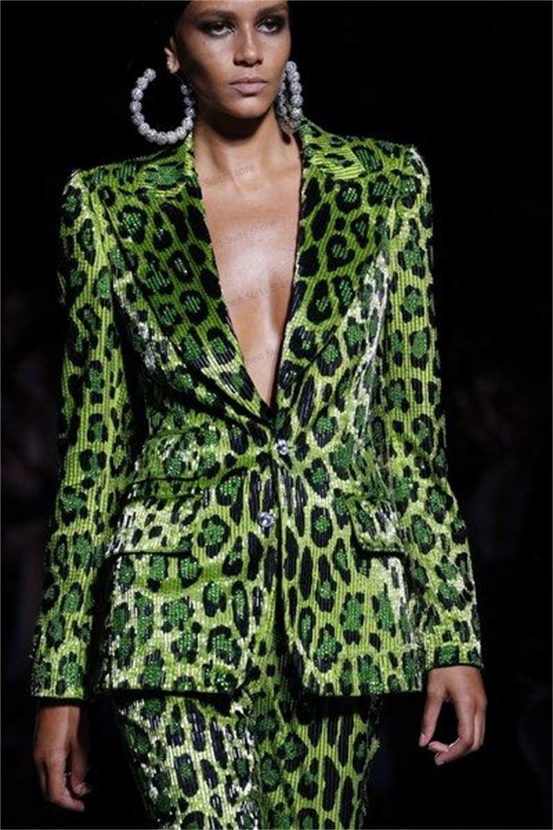 Sequins Leopard Women Suit Set - Women'S Formal Wear For A Wedding 评论和价格