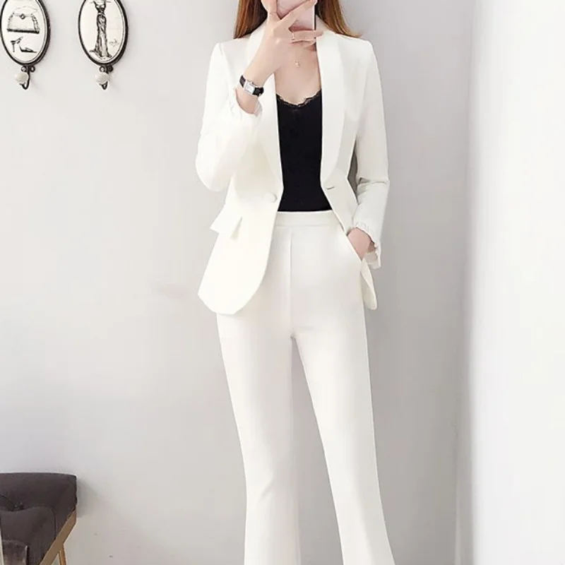 Blazer and White Trouser Suit  - Women Formal Wear Korean 评论和价格