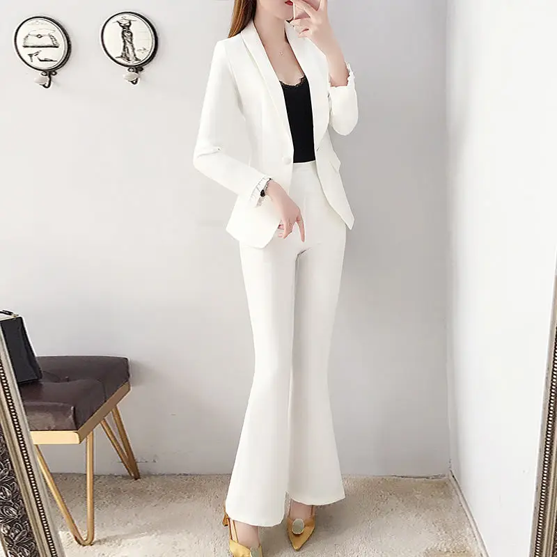 Blazer and White Trouser Suit  - Women Formal Wear Korean 评论和价格