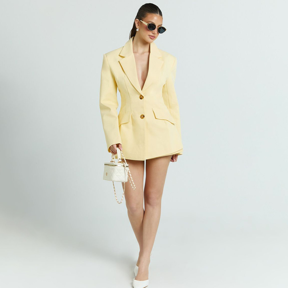 Light Yellow Women's 2Pic Suit - Women Formal Wear Shirts 评论和价格