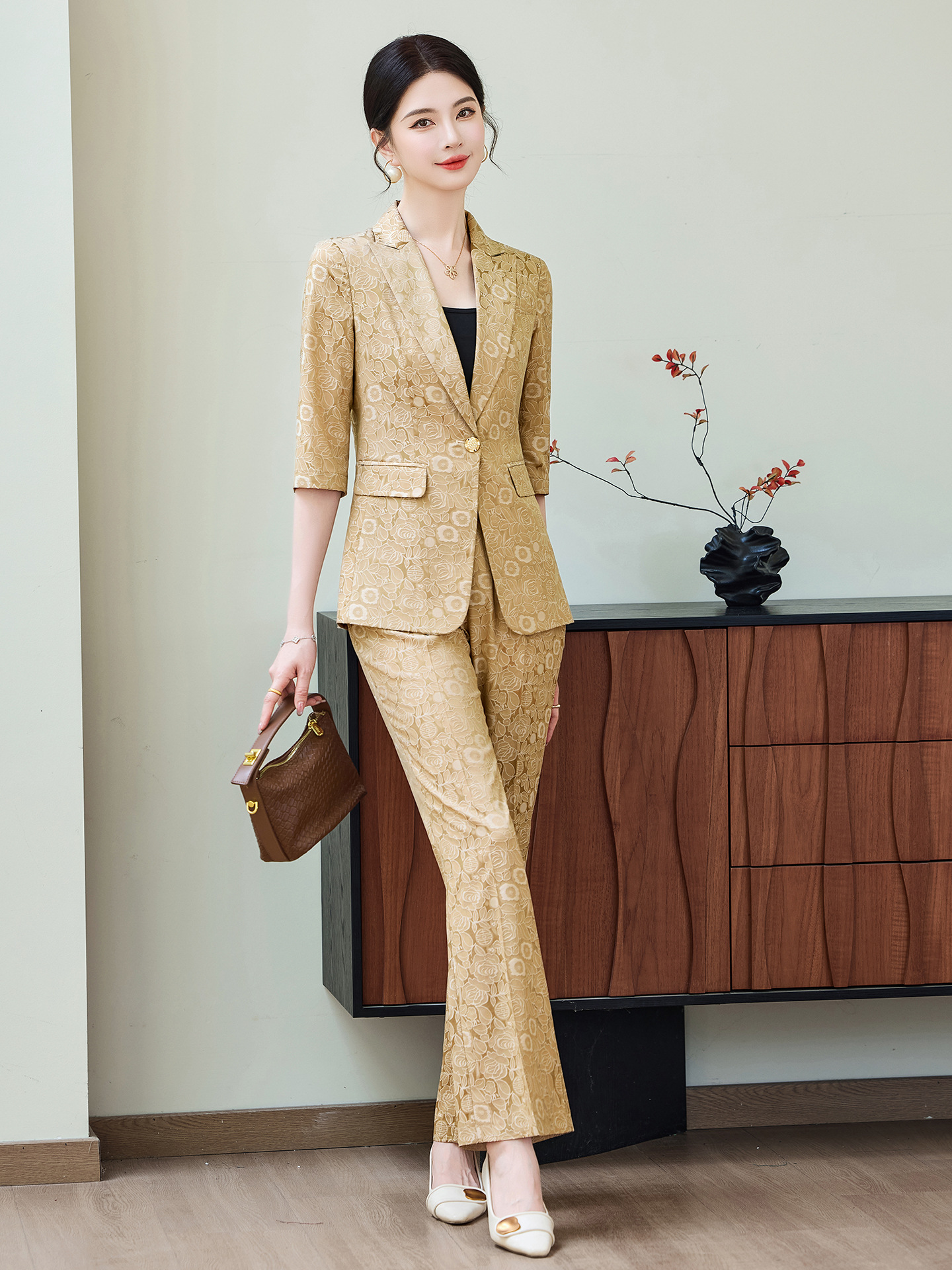 Fashion Apricot Half Sleeve Pr - Women Formal Wear Blazers 评论和价格