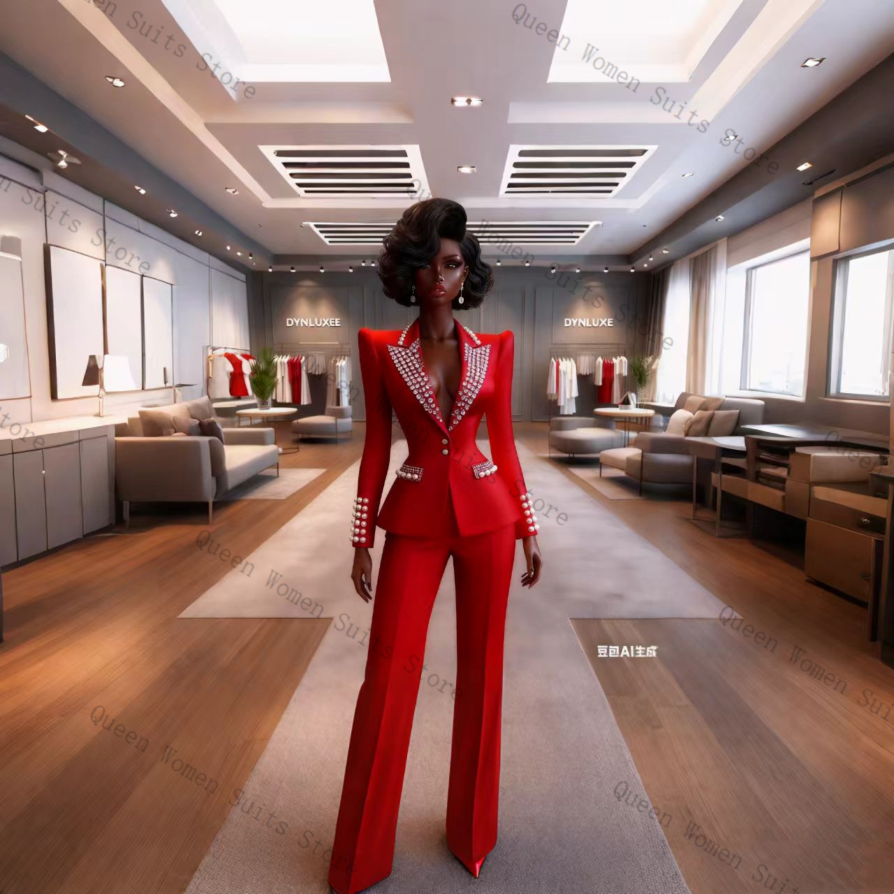 Pearls Red Women Suit Pants Se - Women'S Formal Wear For A Wedding 评论和价格