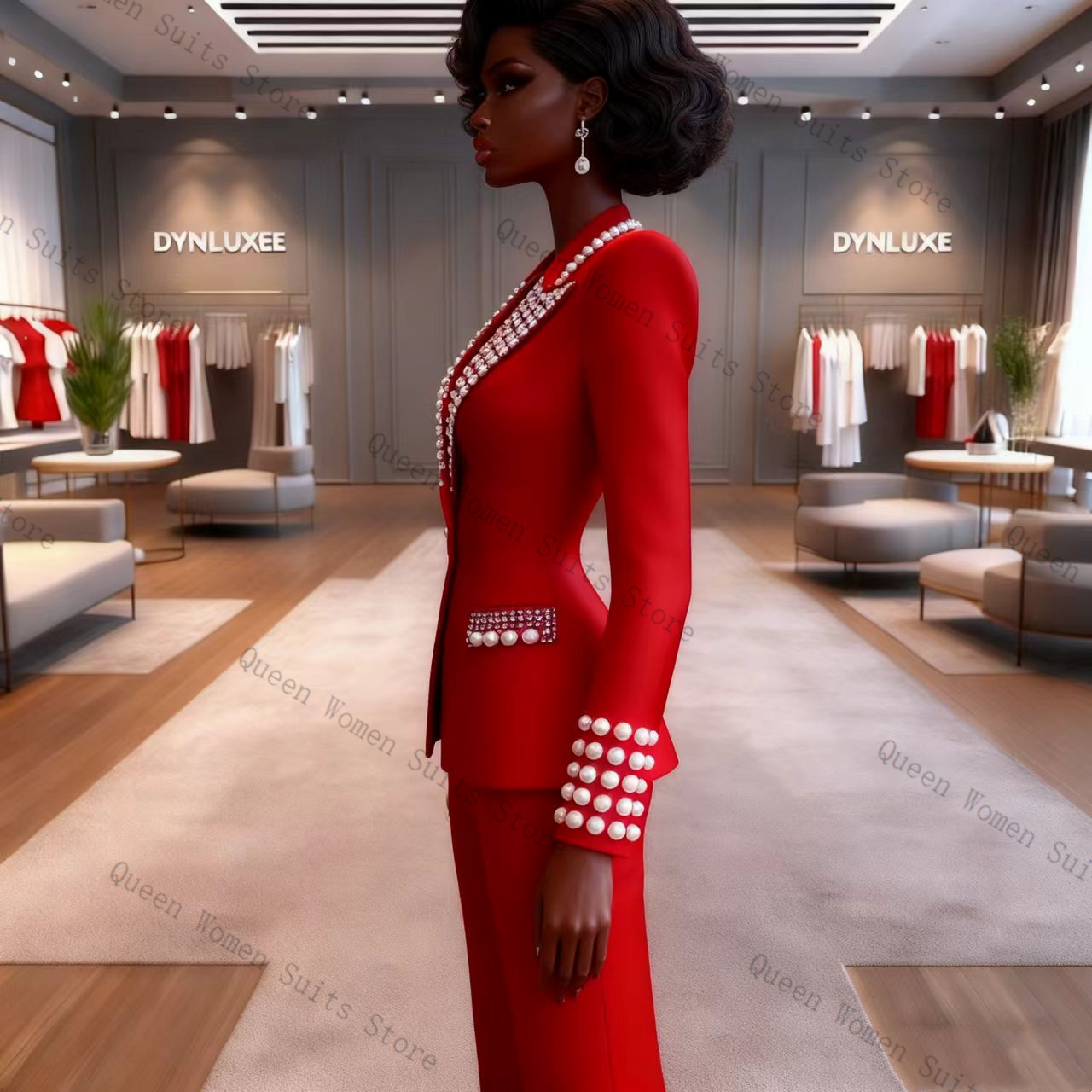 Pearls Red Women Suit Pants Se - Women'S Formal Wear For A Wedding 评论和价格