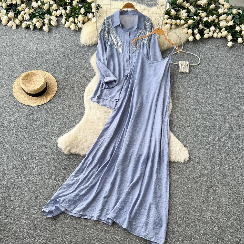 Women Two Piece Sets Dress Set - Shift Dress Sleeveless 评论和价格