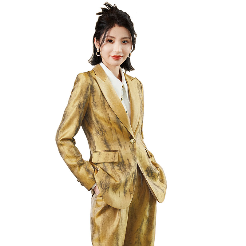 Women Golden Black Formal Pant - Women Formal Wear With Tie 评论和价格