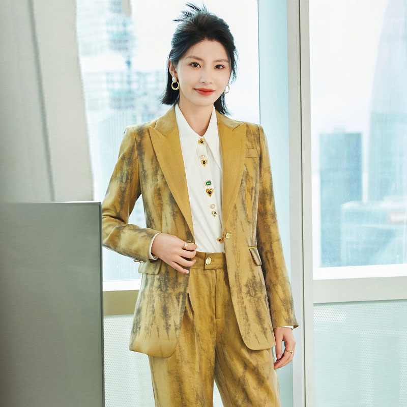 Women Golden Black Formal Pant - Women Formal Wear With Tie 评论和价格