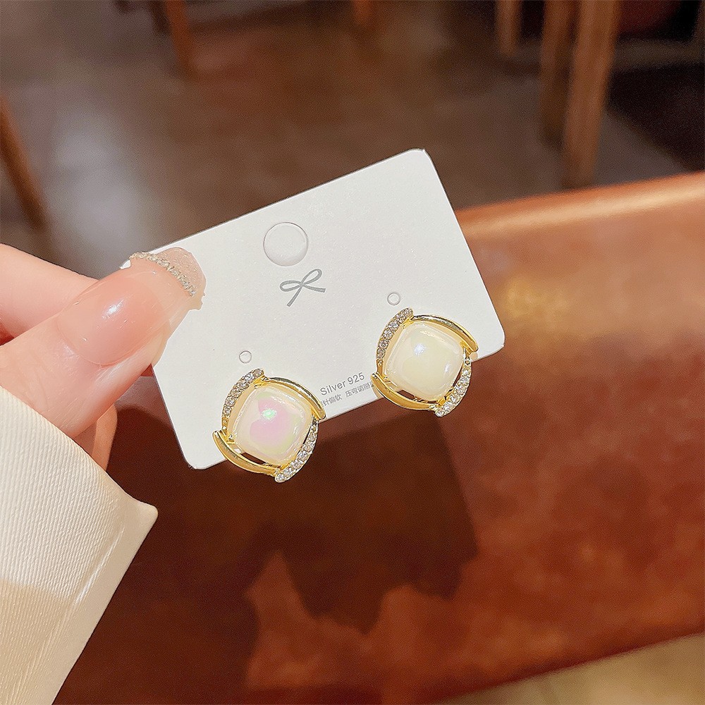 925 Silver Needle Korean Fashi - Pearl Earring Stud 评论和价格