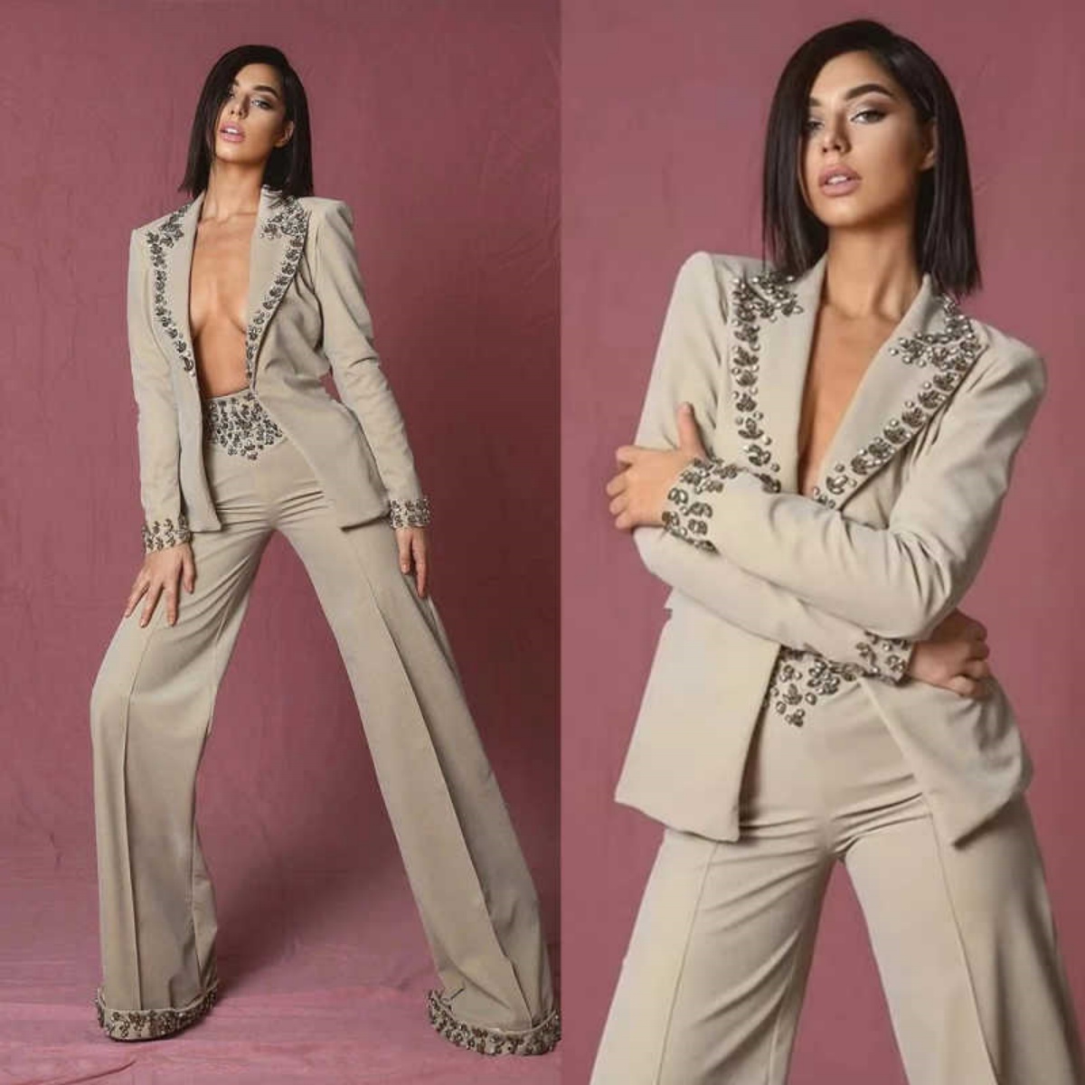 Amazing Rhinestones Women Suit - Women'S Formal Wear For A Wedding 评论和价格
