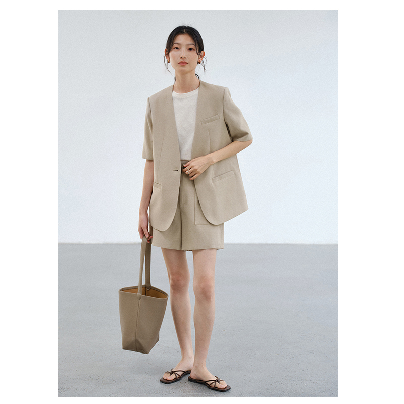Solid Color 100% Natural Linen - Women Formal Wear Blazers 评论和价格