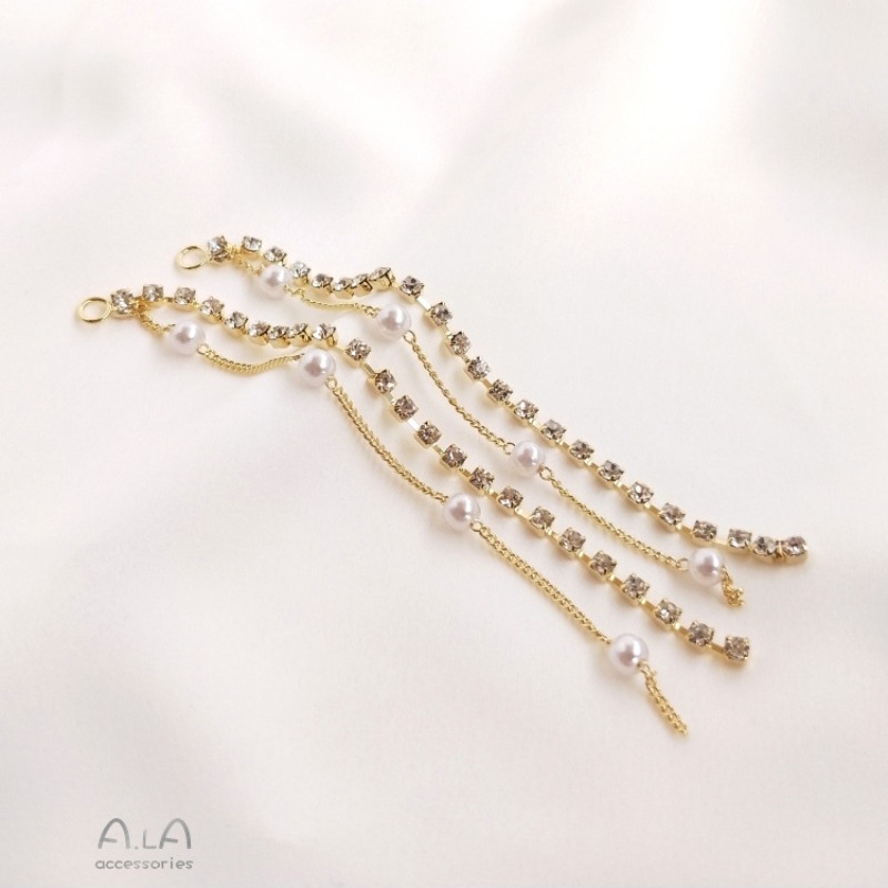 14K Bag Of Real Gold Zircon Pe - Pearl Earring Stud 评论和价格