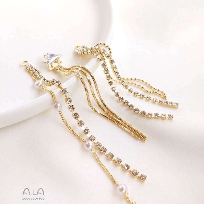 14K Bag Of Real Gold Zircon Pe - Pearl Earring Stud 评论和价格