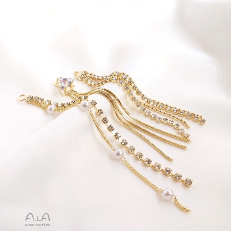 14K Bag Of Real Gold Zircon Pe - Pearl Earring Stud 评论和价格