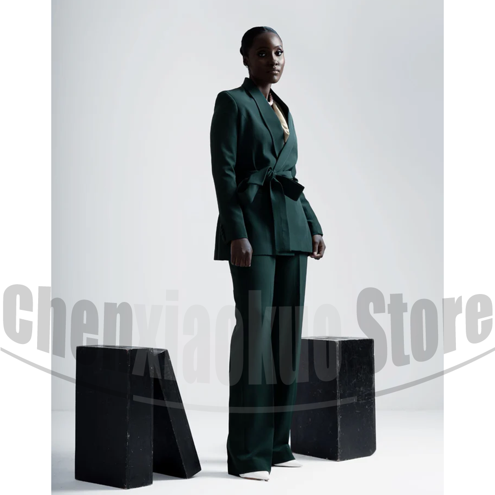 Women Suit Belted Blazer and W - Women Formal Wear With Tie 评论和价格