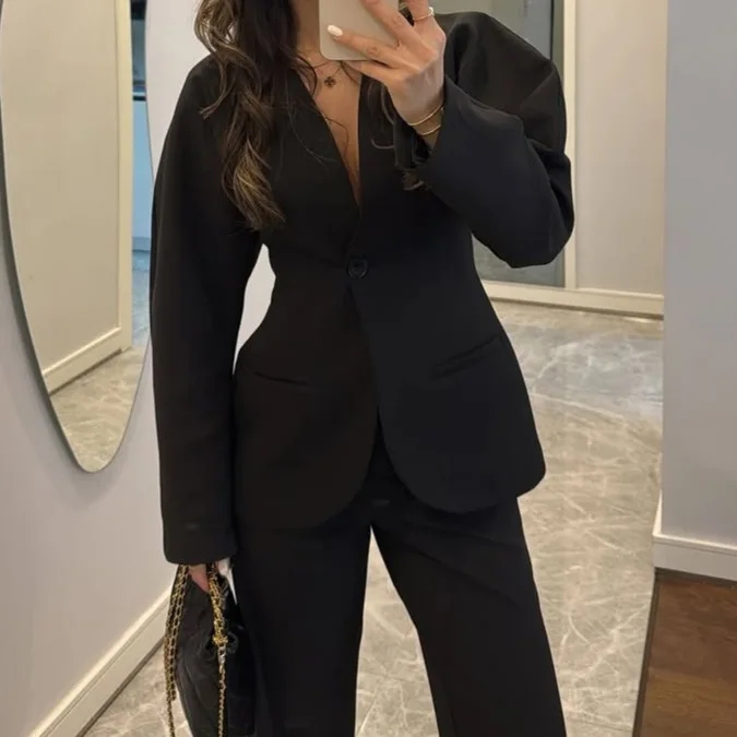 2025 New Women Black V Neck Wa - Women Formal Wear With Tie 评论和价格