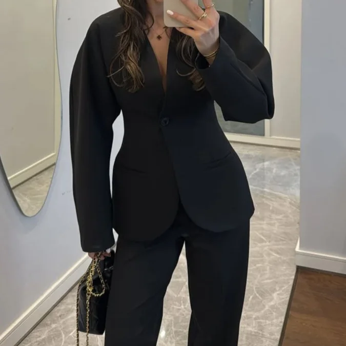 2025 New Women Black V Neck Wa - Women Formal Wear With Tie 评论和价格
