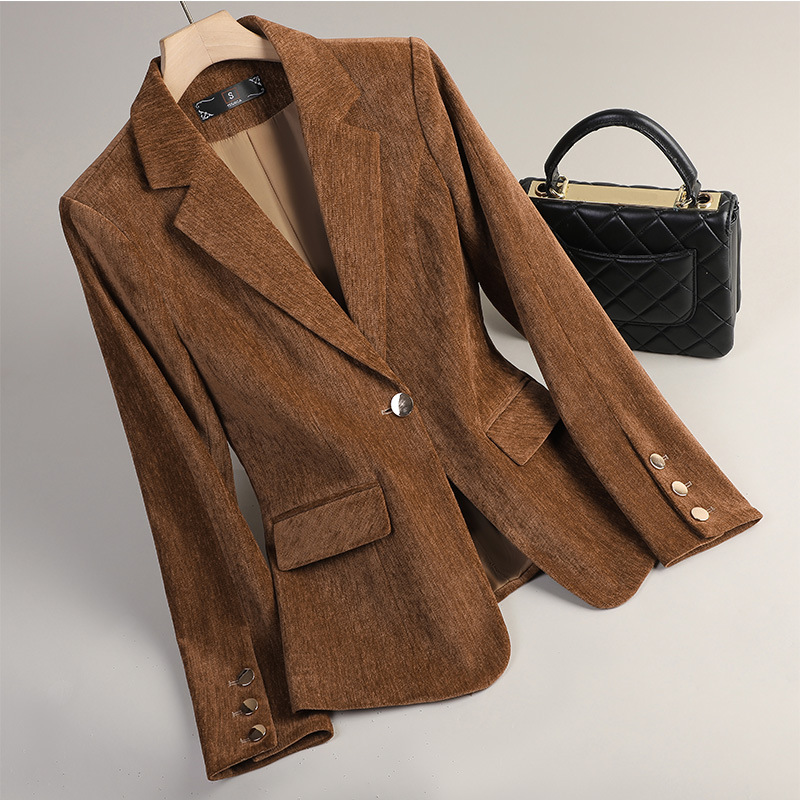 Yellow Gold Velvet Blazer Wome - Women Formal Wear Blazers 评论和价格