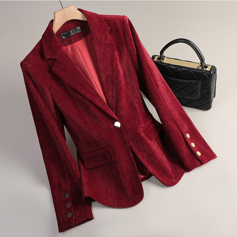 Yellow Gold Velvet Blazer Wome - Women Formal Wear Blazers 评论和价格