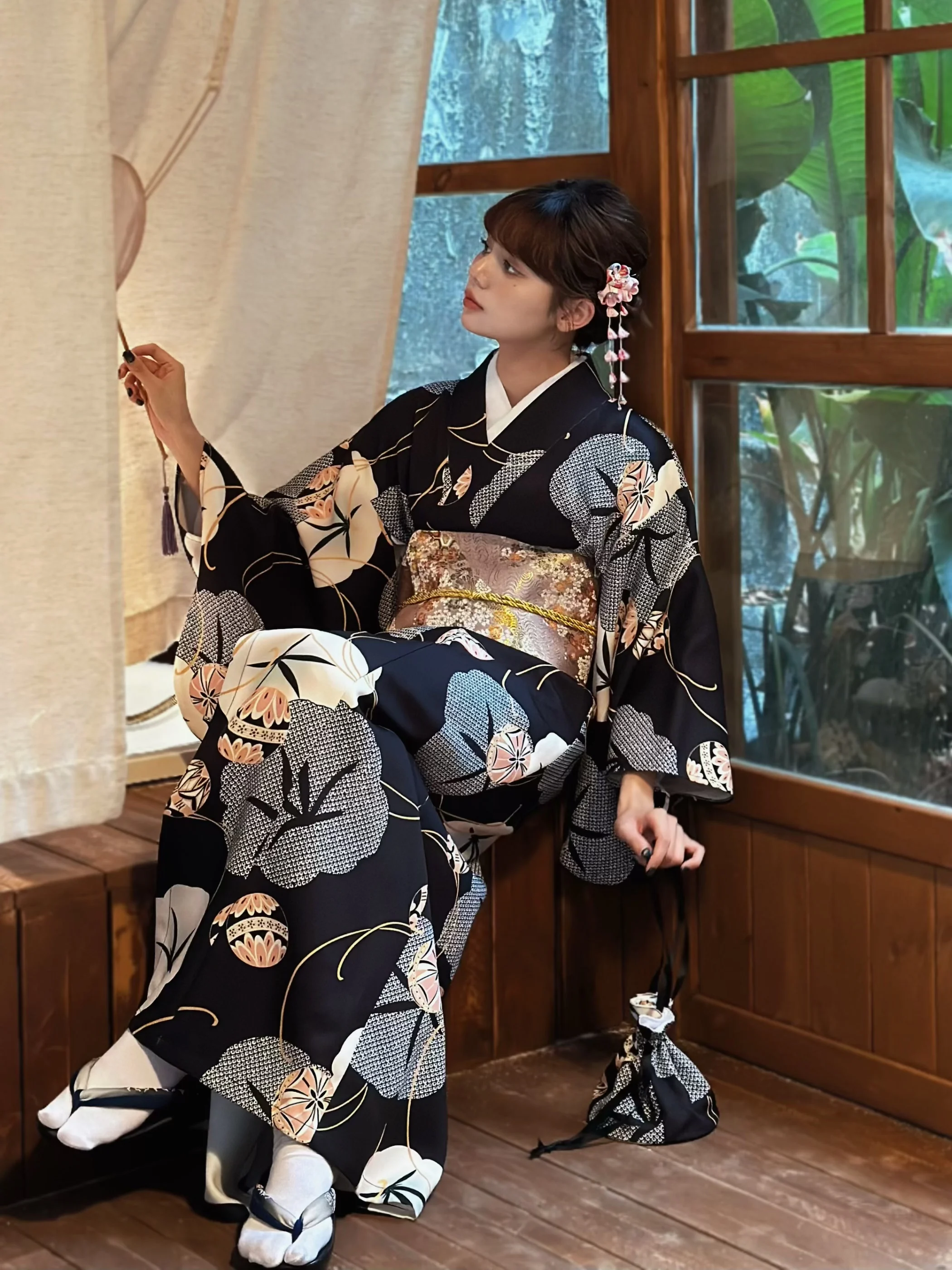 Women Japanese Kimono Black Co - Women'S Formal Traditional Wear 评论和价格
