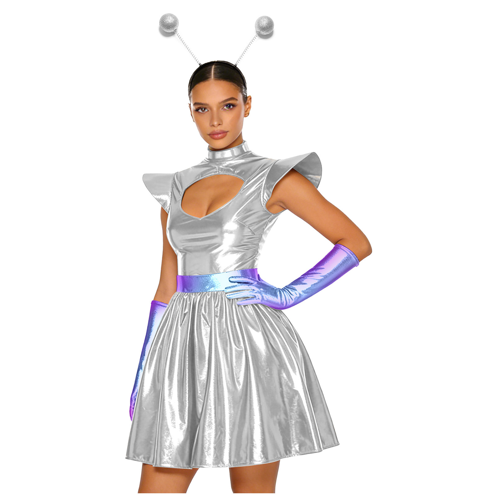 Women Shiny Alien Outerspace C - Shift Dress Sleeveless 评论和价格