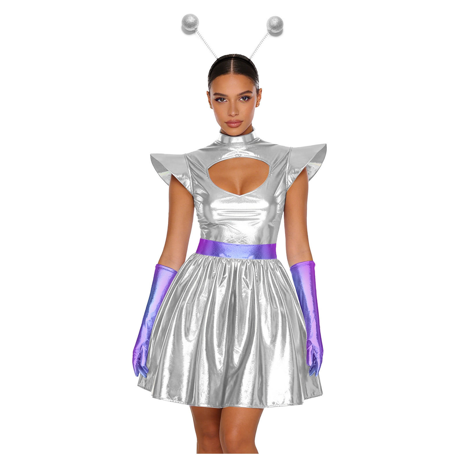 Women Shiny Alien Outerspace C - Shift Dress Sleeveless 评论和价格