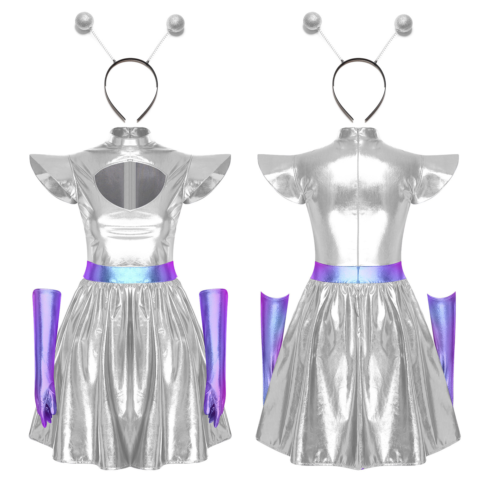 Women Shiny Alien Outerspace C - Shift Dress Sleeveless 评论和价格