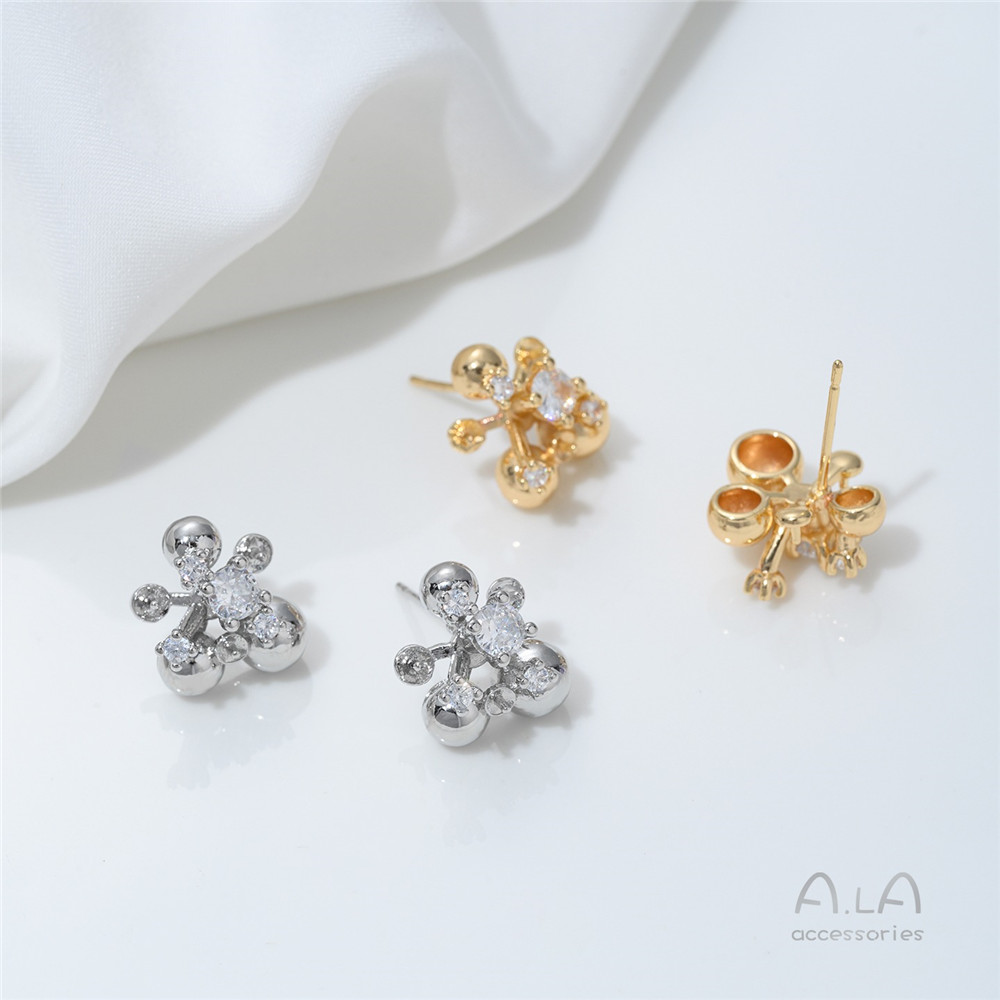 14K Gold-plated, Zirconium-inl - Pearl Earring Stud 评论和价格