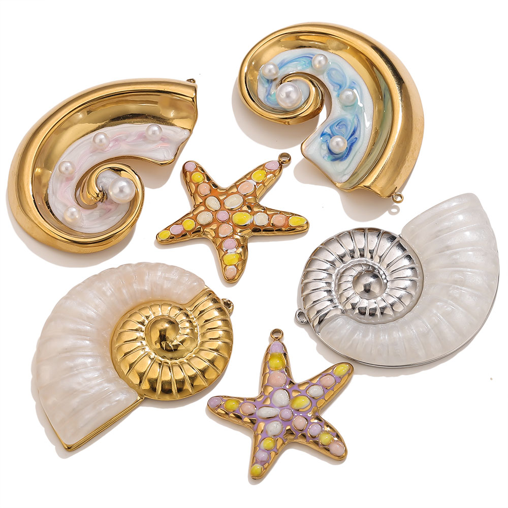 2PCS Pearl Conch Starfish Stai - Pearl Earring Stud 评论和价格