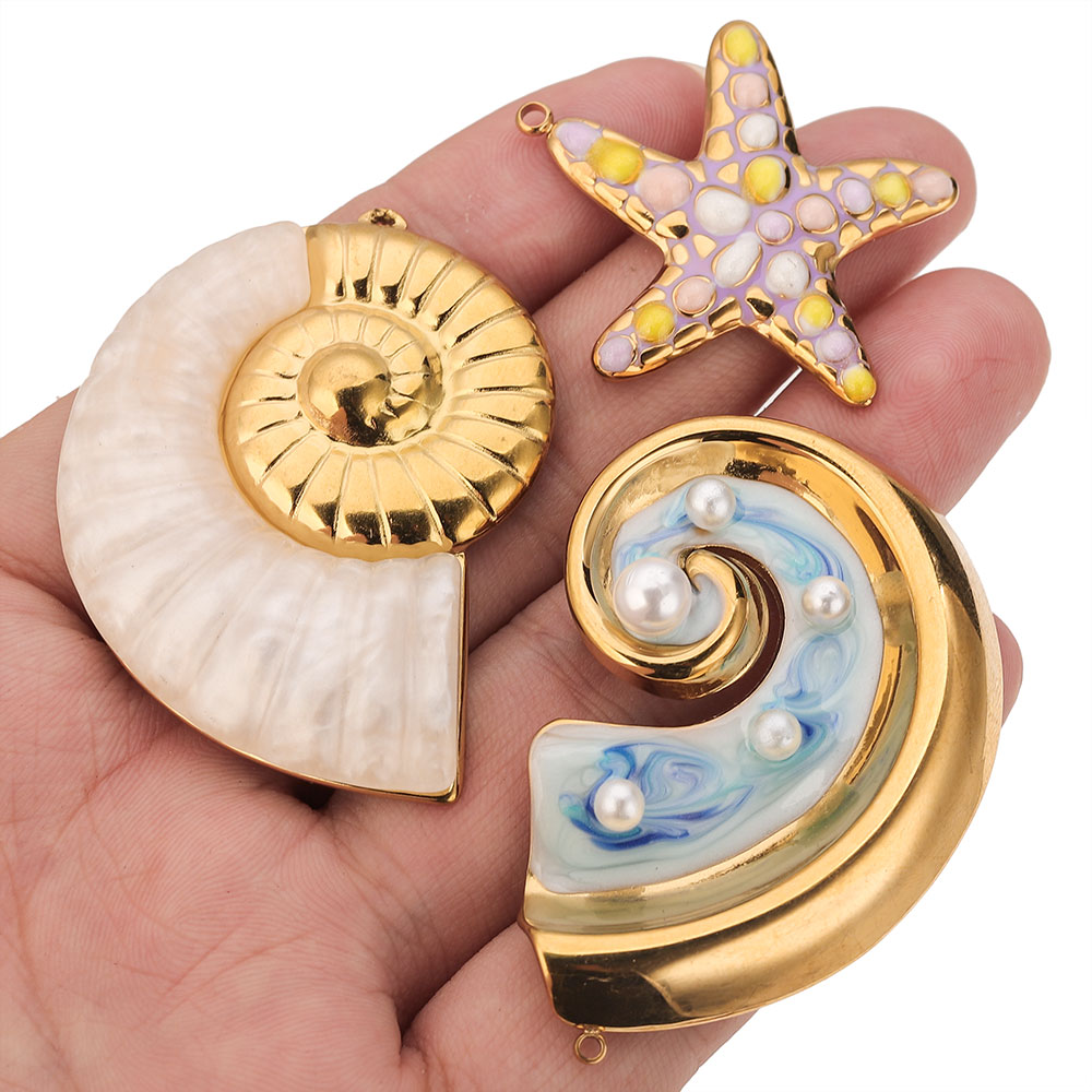 2PCS Pearl Conch Starfish Stai - Pearl Earring Stud 评论和价格