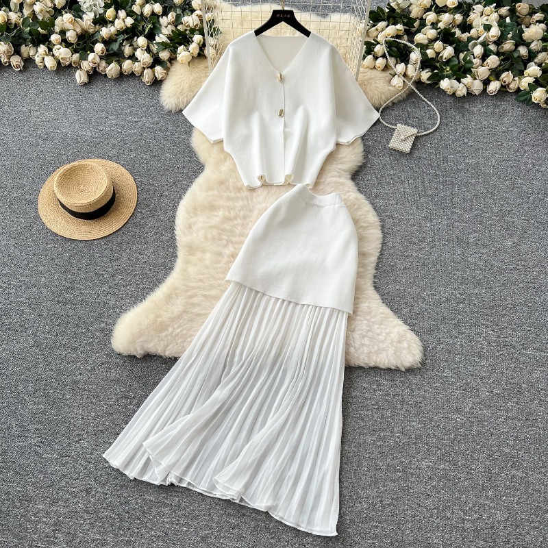 Knit Two Piece Women Top Dress - Shift Dress Sleeveless 评论和价格