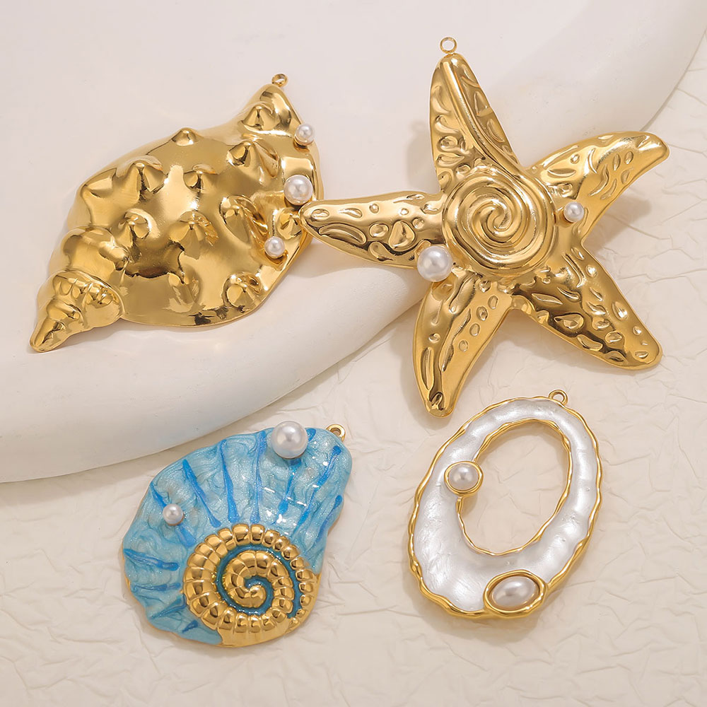 1pcs Large Conch Starfish Shel - Pearl Earring Stud 评论和价格