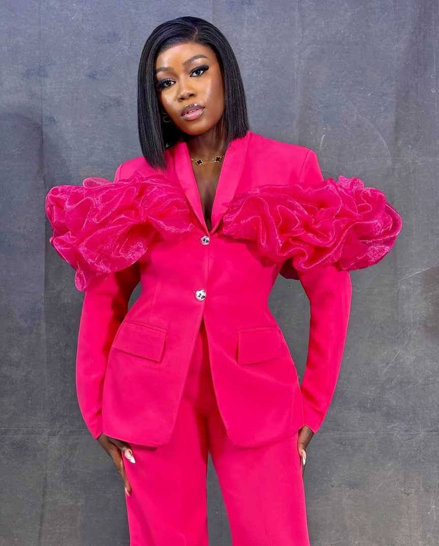Customized Hot Pink Women Pant - Women Formal Wear With Tie 评论和价格