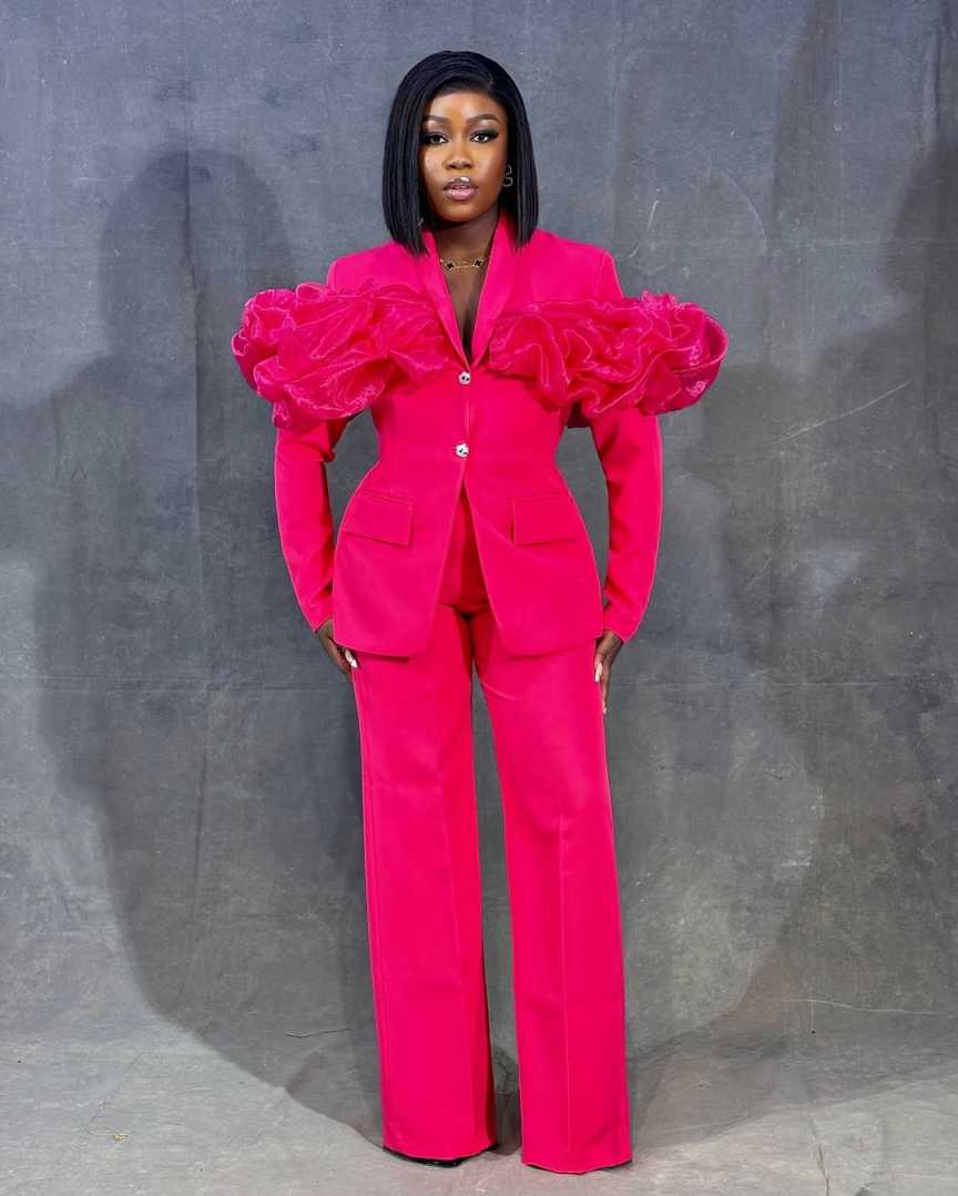 Customized Hot Pink Women Pant - Women Formal Wear With Tie 评论和价格