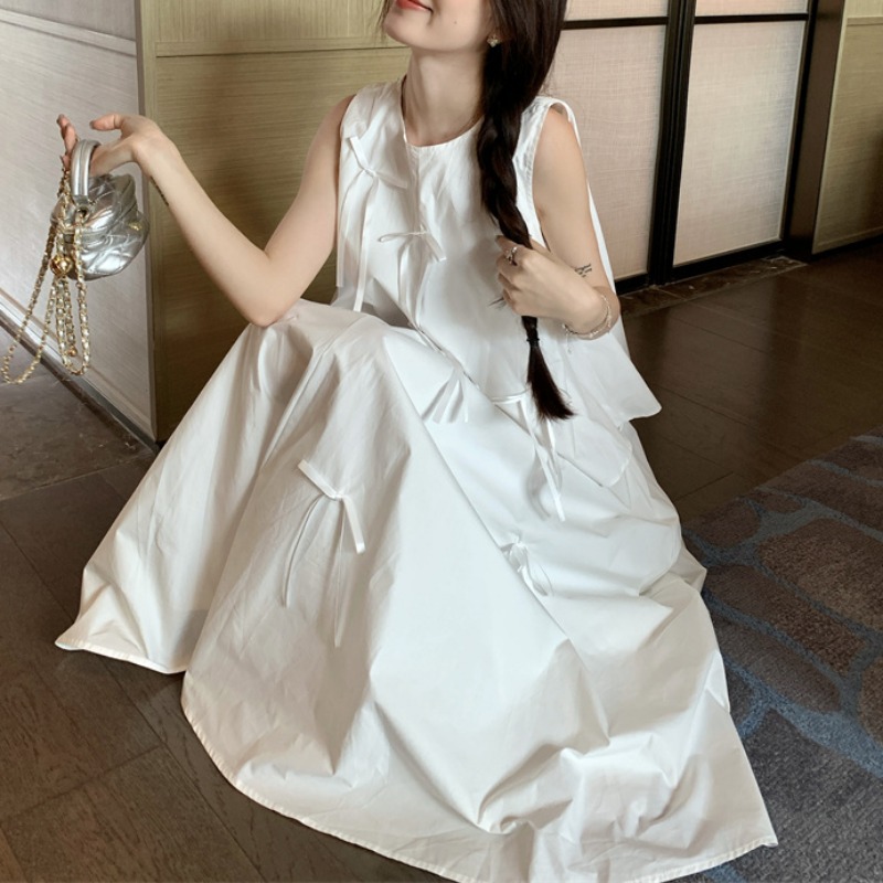 White Dress Sets for Women Bow - Shift Dress Sleeveless 评论和价格