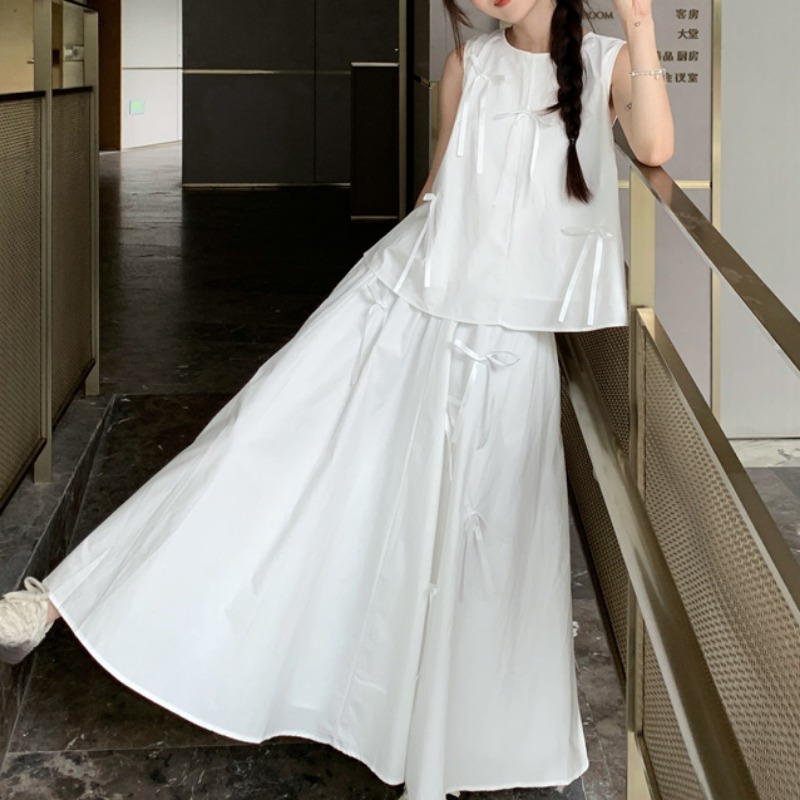 White Dress Sets for Women Bow - Shift Dress Sleeveless 评论和价格
