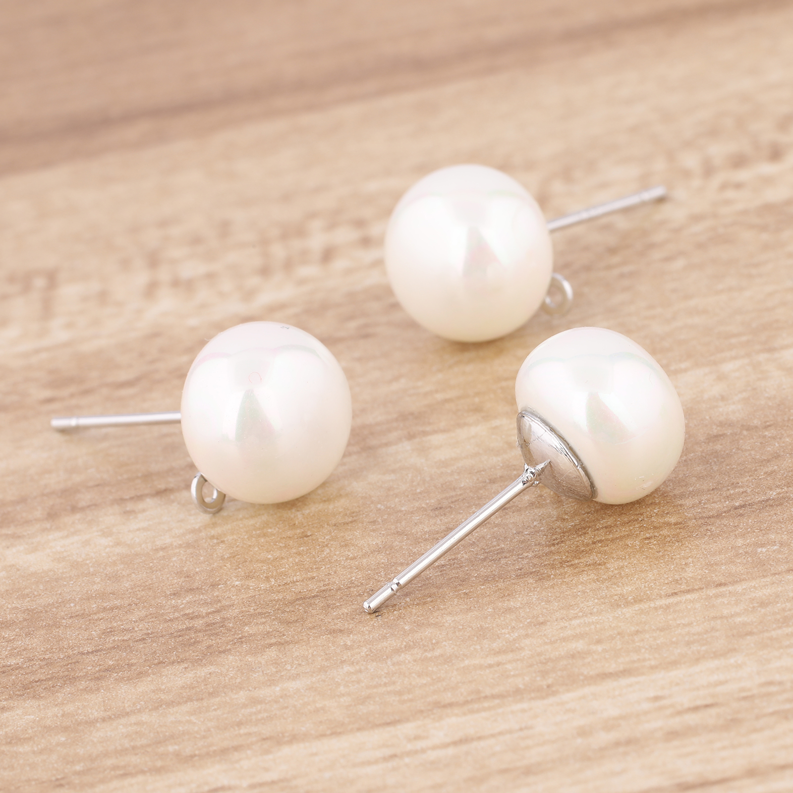10pcs Copper White K Gold Plat - Pearl Earring Stud 评论和价格